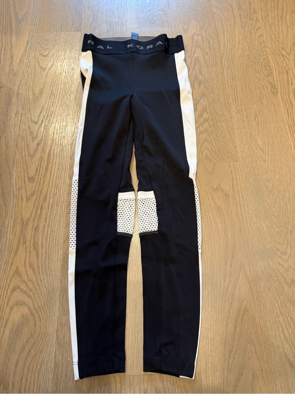 Koral Black and White women’s Leggings with Mesh Knee Panels